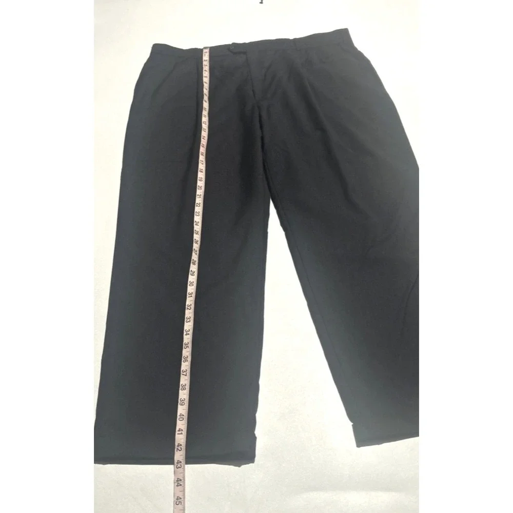 Pure New Wool‎ Mens Black Pleated Cuffed Dress Pants Trousers Made in Canada
